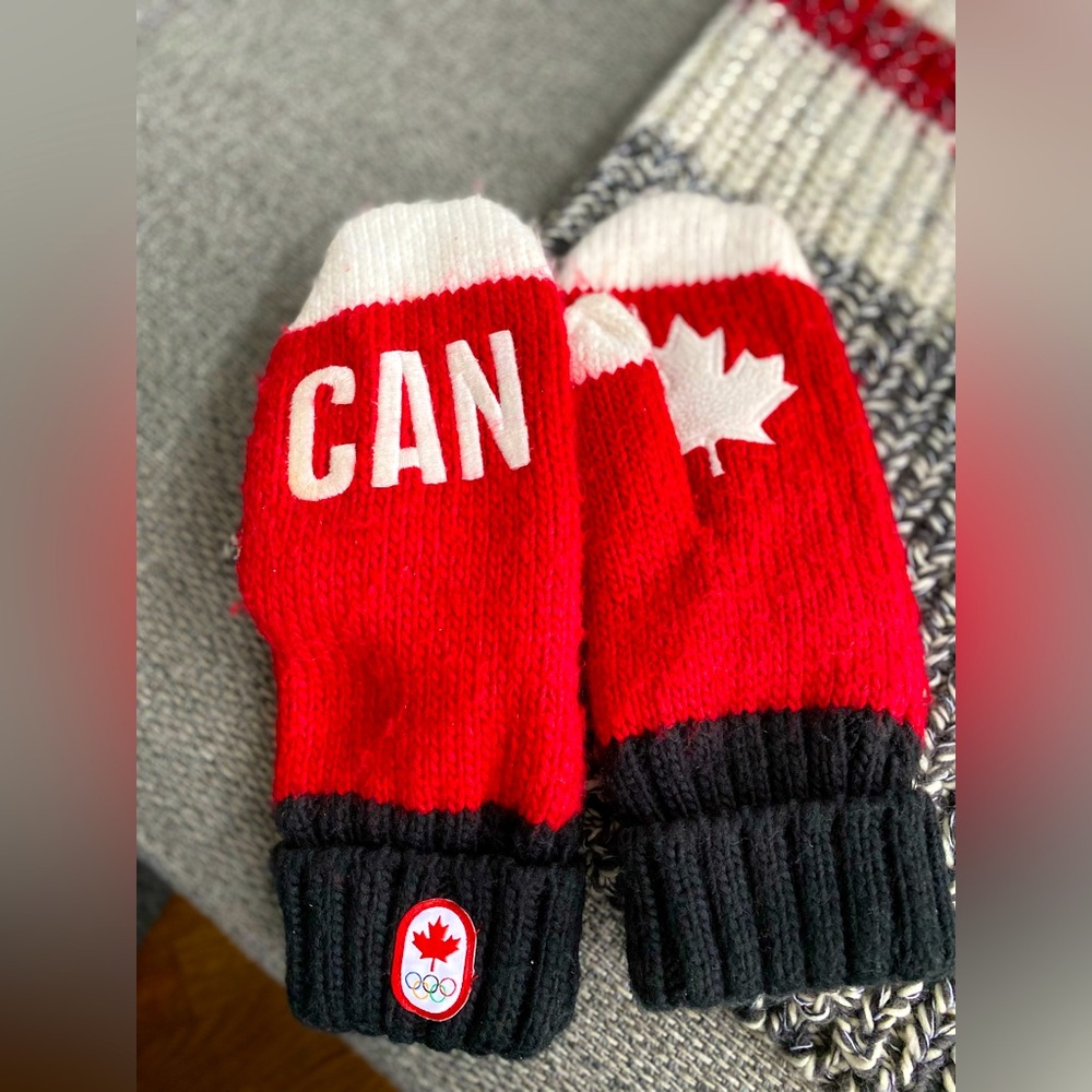 A pair of warm mittens from the 2014 Olympics